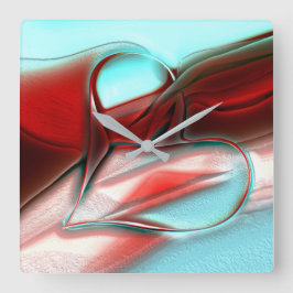 Kristall linjer i hjärtat över sandberget struktur fyrkantig klocka