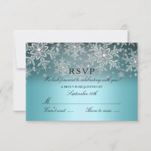 Kristall snöflinga Blå Vinter RSVP OSA Kort