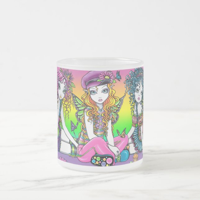 "Kristall som är solig, vänner för Buttercup" Frostad Glasmugg (Center)