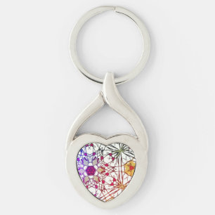 Kristall Twisted Heart Silverfärgad Nyckelring