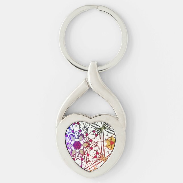 Kristall Twisted Heart Silverfärgad Nyckelring (Framsidan)