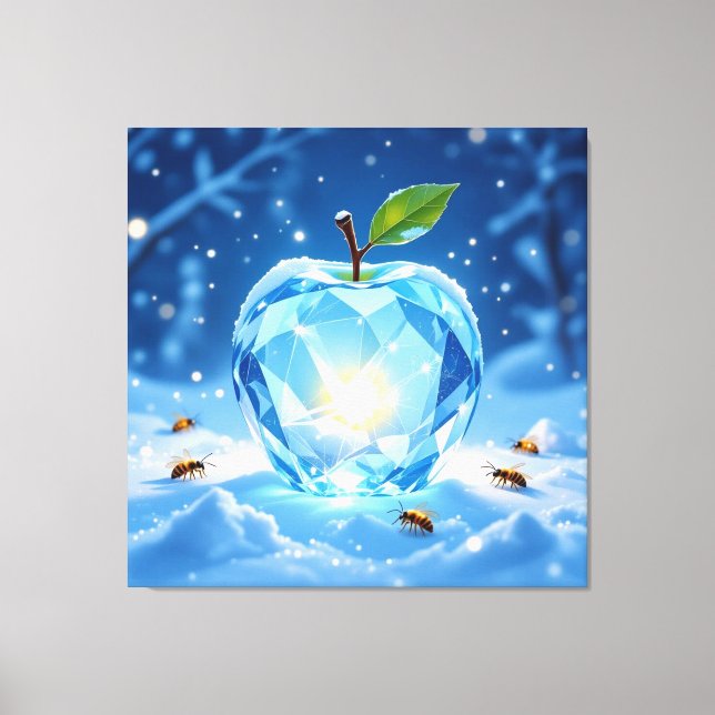 „Kristallapfel im Glühwürmchenwinter“ Canvastryck (Framsida)