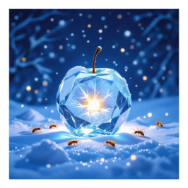 „Kristallapfel im Glühwürmchenwinter“ Fototryck
