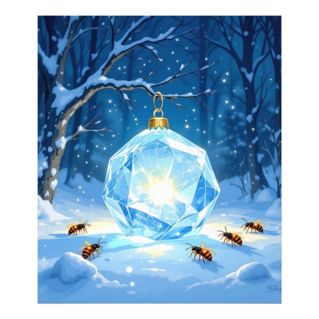 „Kristallapfel im Glühwürmchenwinter“ Fototryck (Framsidan)