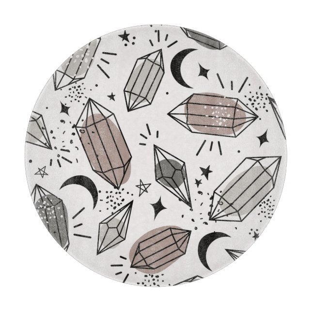 Kristallar, Måne, stjärnor, överlappande design. (Framsidan)