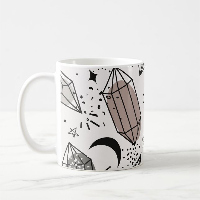 Kristallar, Måne, stjärnor, överlappande design. Kaffemugg (Vänster)