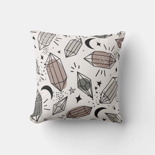 Kristallar, Måne, stjärnor, överlappande design. Kudde (Framsida)