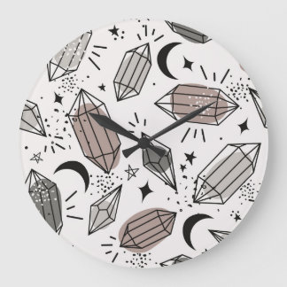 Kristallar, Måne, stjärnor, överlappande design. Stor Klocka