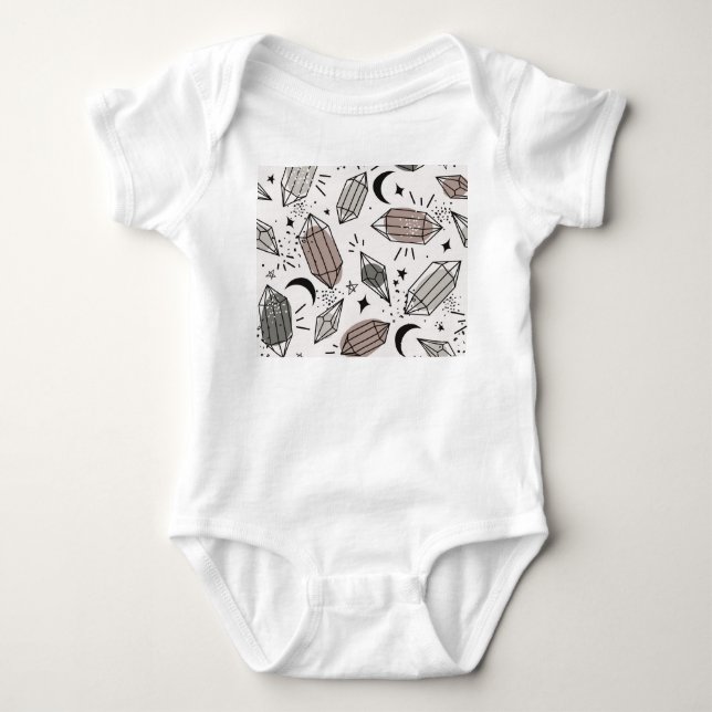 Kristallar, Måne, stjärnor, överlappande design. T Shirt (Framsida)