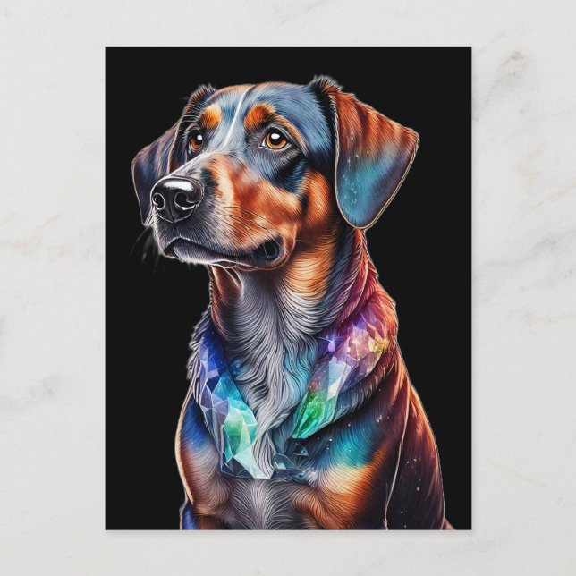 Kristallbrun hund  vykort (Framsida)