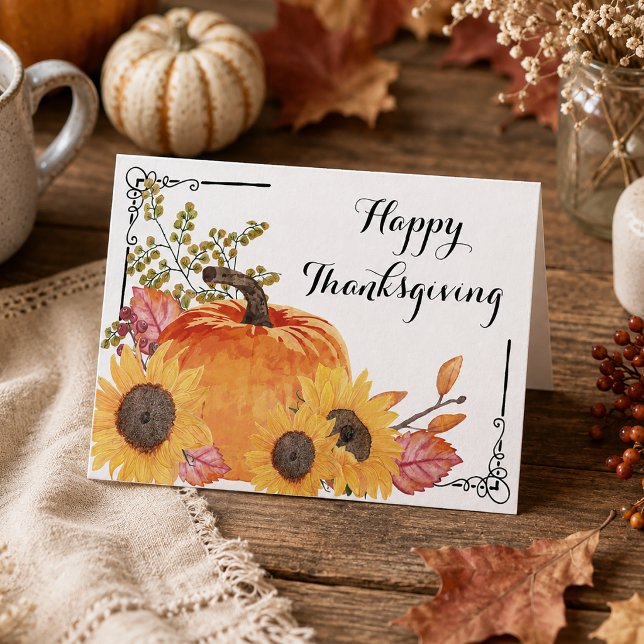 Kristallen Glad tackgivelsedag Pumpa Solros Kort (Christian Thanksgiving Card)