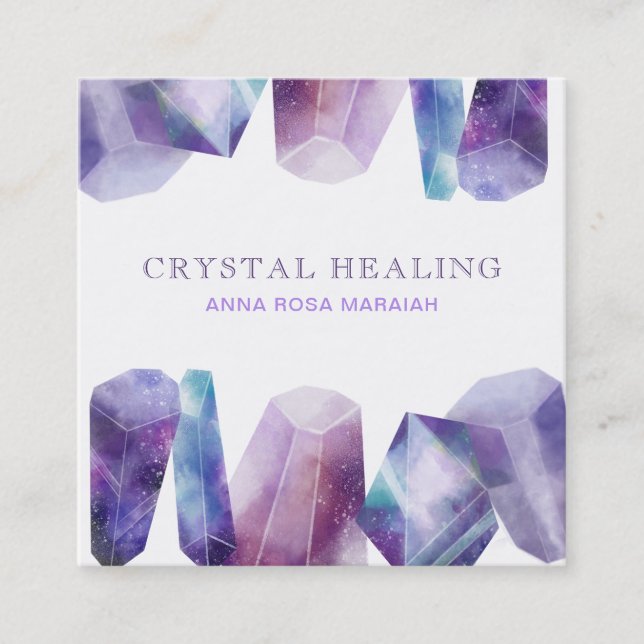 * Kristaller för universum för Gemstone för Fyrkantigt Visitkort (Framsida)