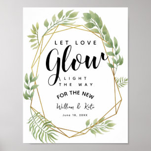 kristallgrönt löv som gör att kärlek glor bröllop poster