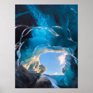 Kristallgrottan, Vatnajökull isfält, Södra Island Poster