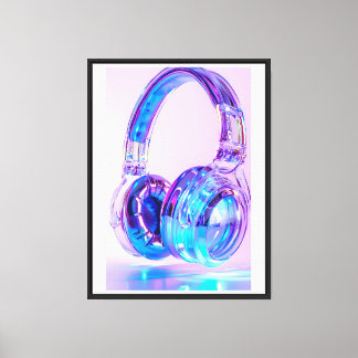 Kristallhörlurar - Neon Glow Wall Art för musik Canvastryck