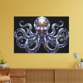 Kristallin Steampunk Bläckfisk Canvastryck
