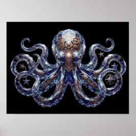 Kristallin Steampunk Bläckfisk Poster