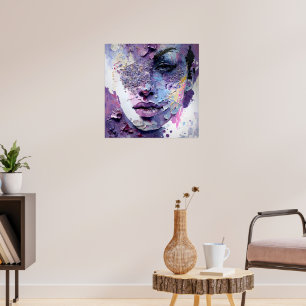 "Kristallisk tystnad" - A Lila Porträtt Poster