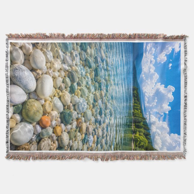 Kristallklart Bergsjöns Pebble-strand Filt (Framsidan)