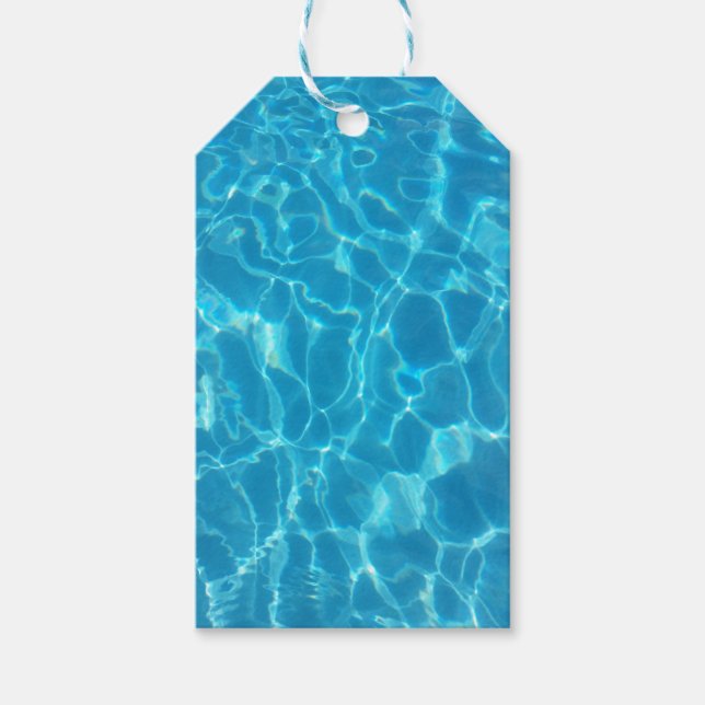 Kristallklart blå poolvatten presentetikett (Framsidan)