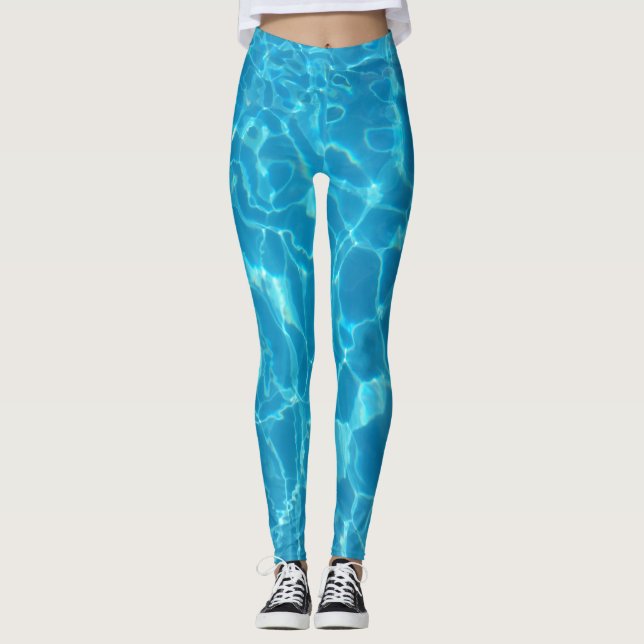 Kristallklart himmelblått poolvatten leggings (Framsida)
