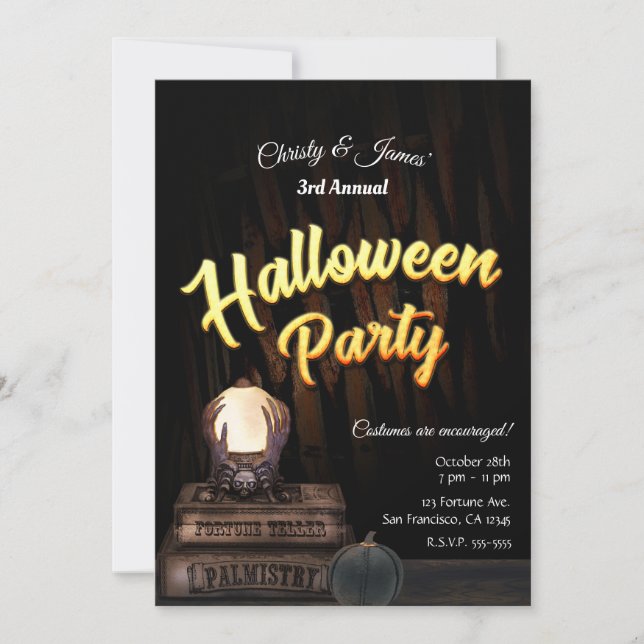 Kristallkula Glöd Spådom Halloweenfest Inbjudningar (Framsida)