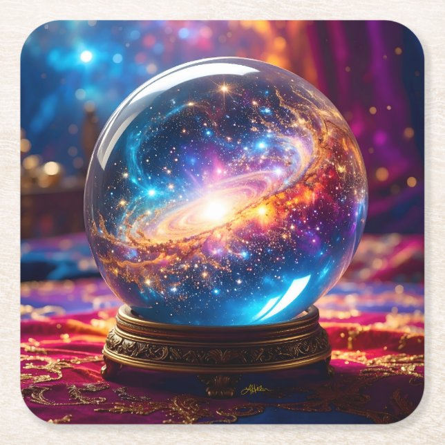 Kristallkula - Jag Ser En Kosmisk Händelse I Din F Underlägg Papper Kvadrat (Framsidan)
