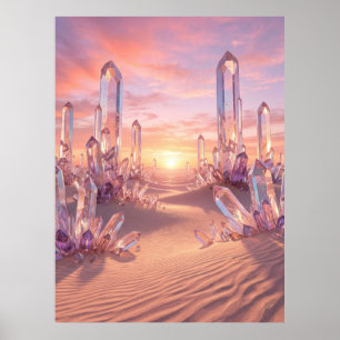Kristallöken Solnedgångs Fantasi Konst Poster