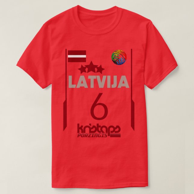 Kristaps Porzingis Retro Lettland Euro Stil Basket T Shirt (Design framsida)