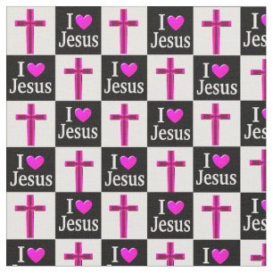 KRISTBLACK OCH ROSA KOR I KÄRLEK JESUS FABRIC TYG