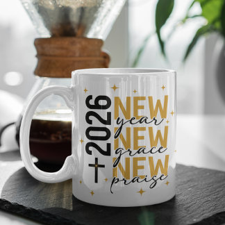 Kristen 2026 Nyårskors med anpassad skrift Kaffemugg
