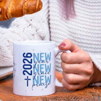 Kristen 2026 Nyårskors med anpassad skrift Kaffemugg