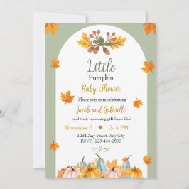 Kristen akvarell Liten Pumpa Baby Shower Inbjudningar