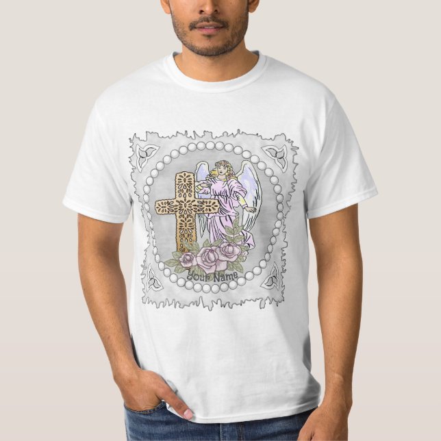 Kristen ängel mina rosor kors T-Shirt (Framsida)