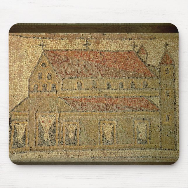 Kristen basilica, mosaiktrottoar, romersk period, musmatta (Framsidan)