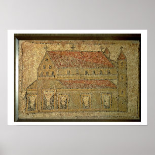 Kristen basilica, mosaiktrottoar, romersk period, poster