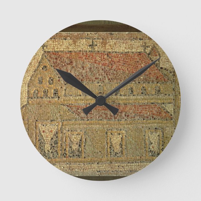 Kristen basilica, mosaiktrottoar, romersk period, rund klocka (Framsida)