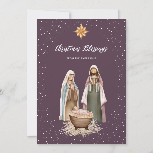 Kristen bebis Jesus julkrubba scen religiös Julkort (Framsida)