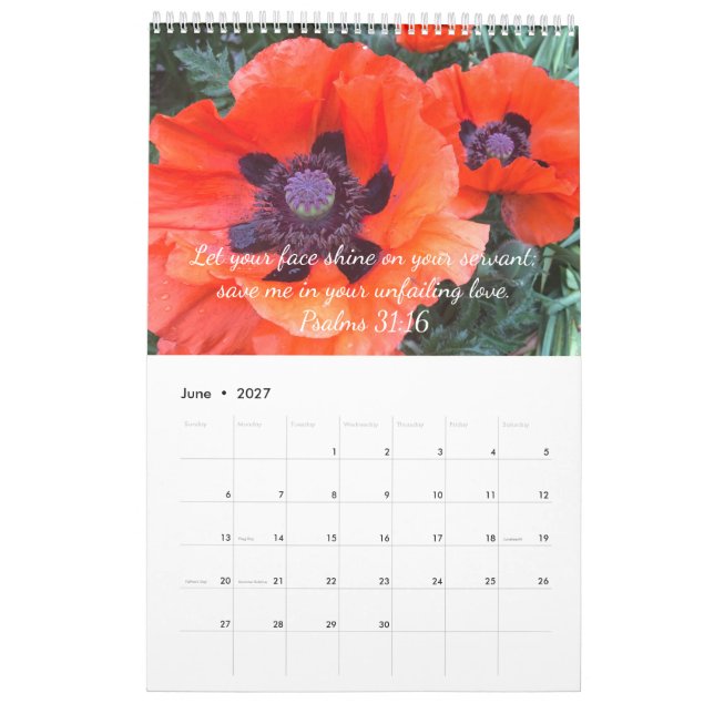 Kristen bibel skrift anpassad text och foton kalender (Jun 2027)