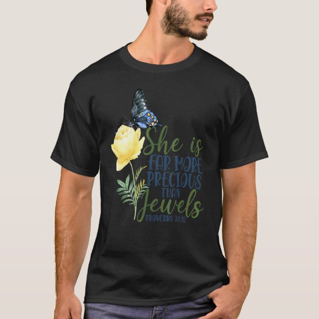 Kristen bibelvers Hon är mycket mer värdefull än T Shirt (Framsida)
