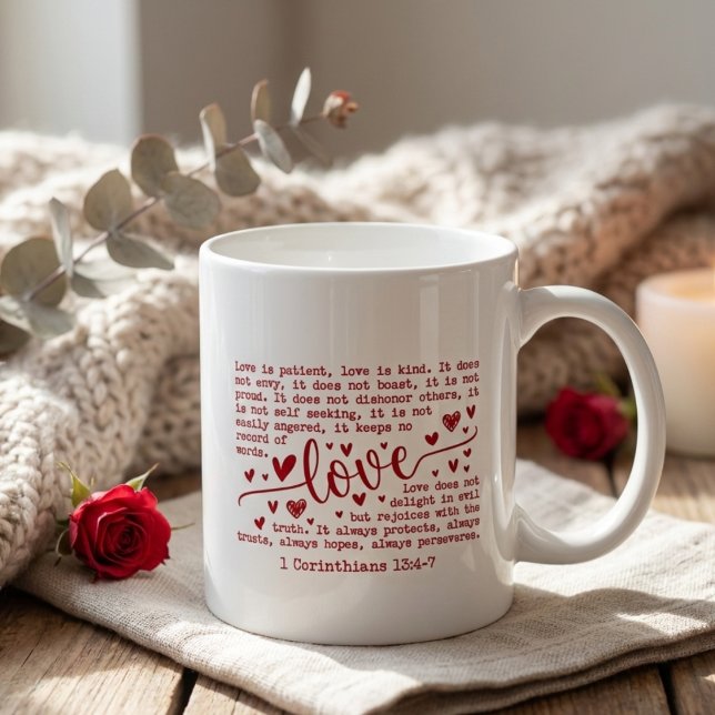 Kristen bibelvers inspirerande Alla hjärtans dag Kaffemugg (Skapare uppladdad)