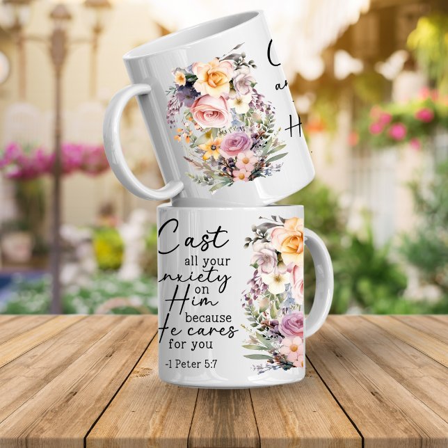 Kristen bibelvers Psaltaren Blommig kaffemugg (Bible verse floral mugs that are inspirational faith scriptures that will encourage and inspire you)