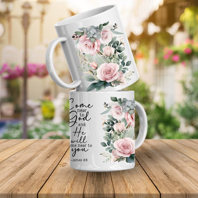 Kristen bibelvers Psaltaren Blommig kaffemugg (Bible Verse Floral Mugs)
