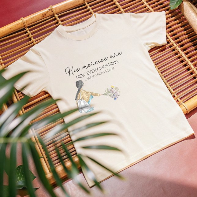 Kristen bibelvers  t shirt (His Mercies are new every morning Christian Bible verse shirt. Floral faith based  scripture gift. )
