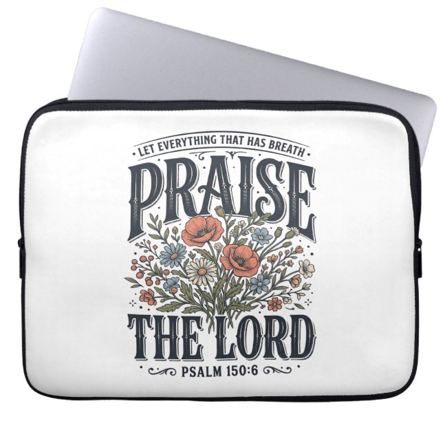Kristen blomsterlig Pris Herren Psalm 150_6 Laptop Fodral (Framsidan)