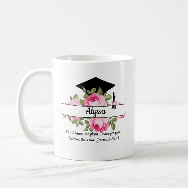Kristen blomstertryckt examensmugg för kaffe kaffemugg (Vänster)