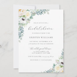 Kristen Boho White Blommigt & Greenery Möhippa Inbjudningar