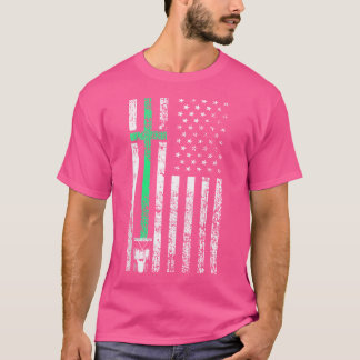 Kristen bonde patriotisk amerikansk flagga kors Tr T Shirt