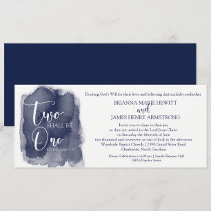 Kristen bröllopinbjudan - vattenfärgmarin inbjudningar