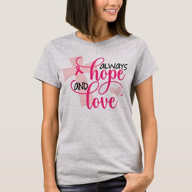 Kristen bröstcancermedvetenhet med Scripture Tee Shirt (Framsida)
